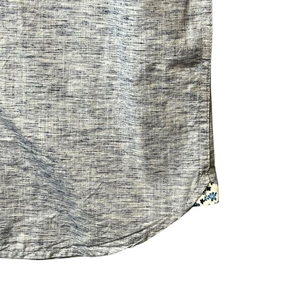 Cactus Man Ricky Singh Shirt Mens Medium Gray Long Sleeve Button Up Floral Trim - Picture 7 of 9